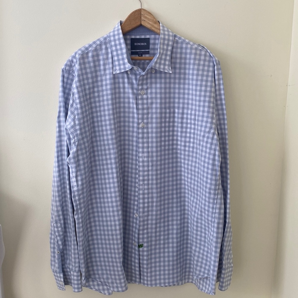 Bonobos Men’s Dress shirt size XL casual light blue and white